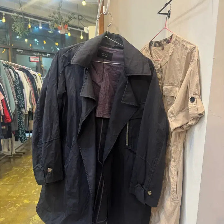 [BUNJANG] TIME Long Trench Coat - Black / 한섬 TIME 롱 트렌치 코트 블랙