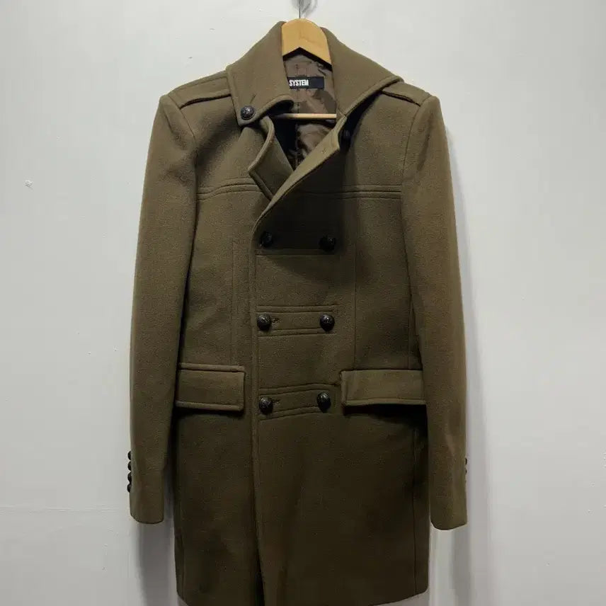 [BUNJANG] SYSTEM Double Breasted Coat Khaki (Size 100) / 시스템 SYSTEM 더블 브레스티드 코트 카키 100사이즈