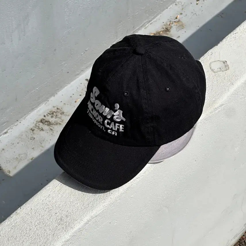 [BUNJANG] Sails Anchor Cafe Vintage Black Ball Cap / [F] Sails Anchor Cafe 로고 빈티지 블랙 볼캡 모자