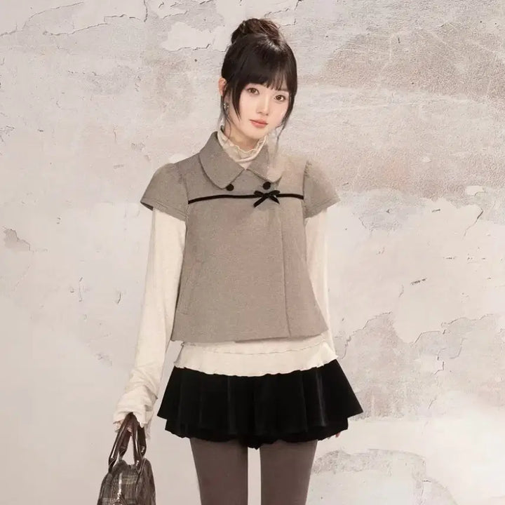 [BUNJANG] Layered Two-Piece Set / 자켓 + 티 레이어드 투피스 세트