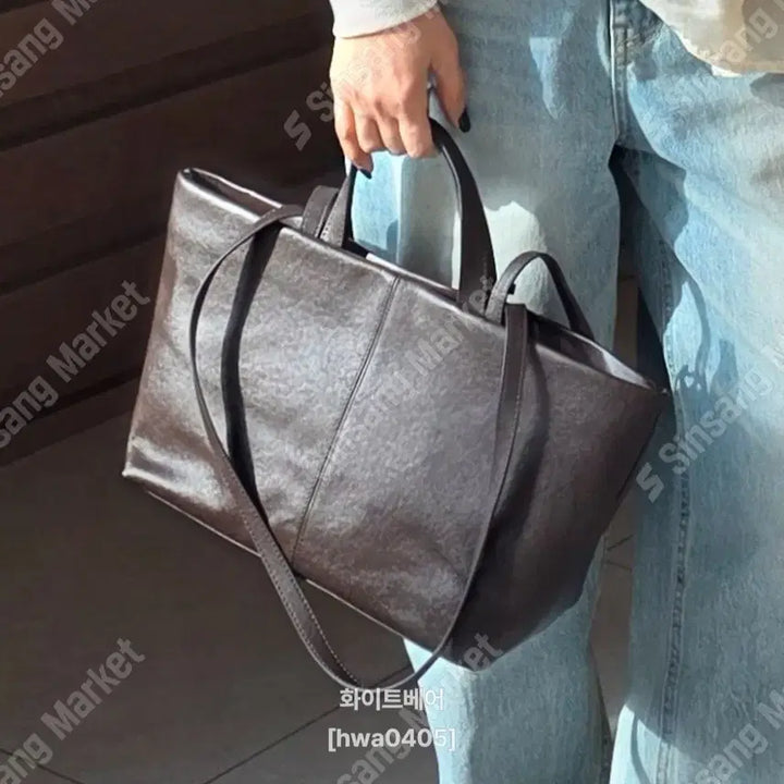 [BUNJANG] Leather Two-Way Tote Bag / 소가죽 투웨이 가방(새상품)