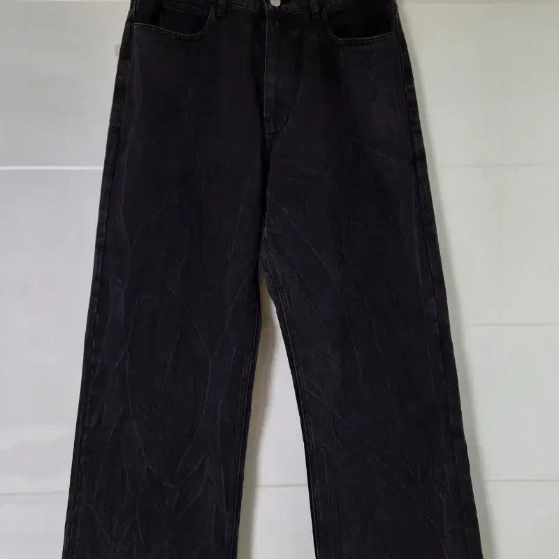 [BUNJANG] Coore Black Washed Wide Denim Pants / 쿠어 블랙 워싱 와이드 데님 팬츠