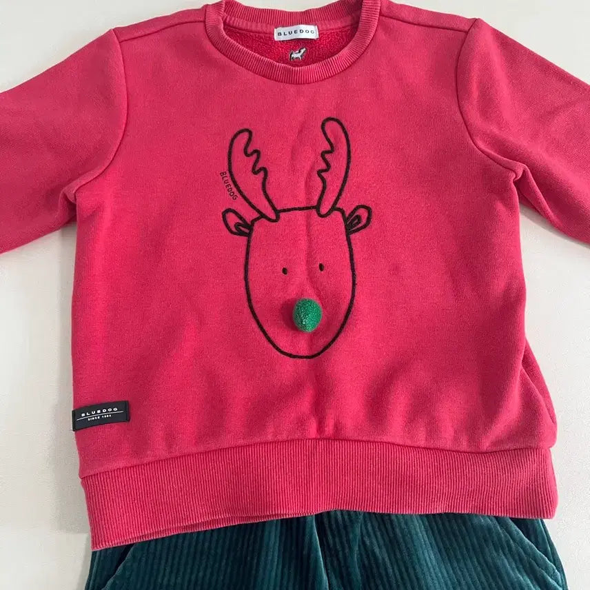 [BUNJANG] Blue Dog Rudolph Top &amp; Milli Bam Fleece Pants Set with Bonus Winter Fleece Pants / 크리스마스룩(블루독 상의+밀리밤 기모바지)덤으로 겨울용 기모바지들