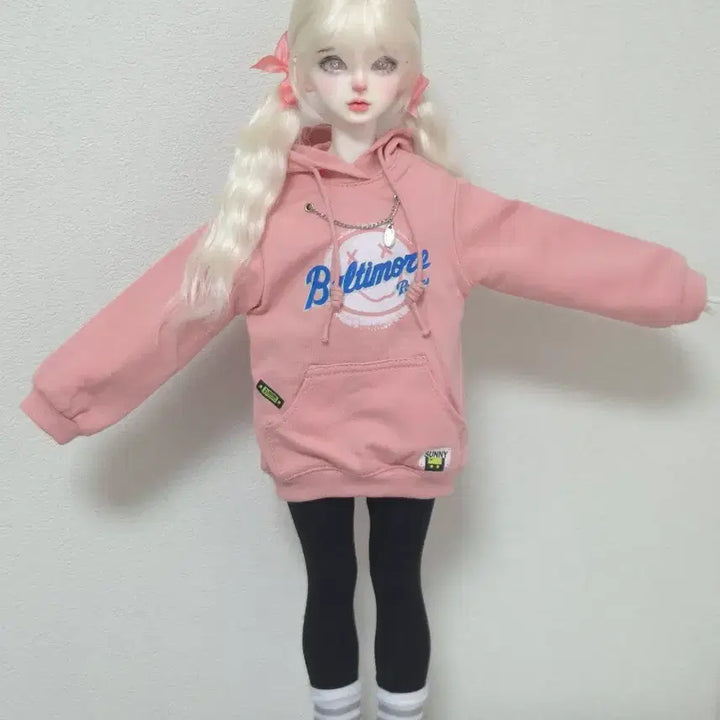 [BUNJANG] 구체관절인형 msd 핑크 후드티 레깅스 양말 세트 / 구체관절인형 msd 핑크 후드티 레깅스 양말 세트