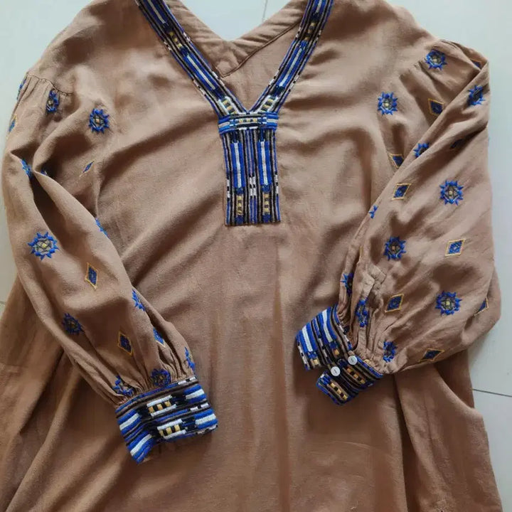 [BUNJANG] Ethnic Style Brown Dress / 에스닉 스타일 브라운 원피스