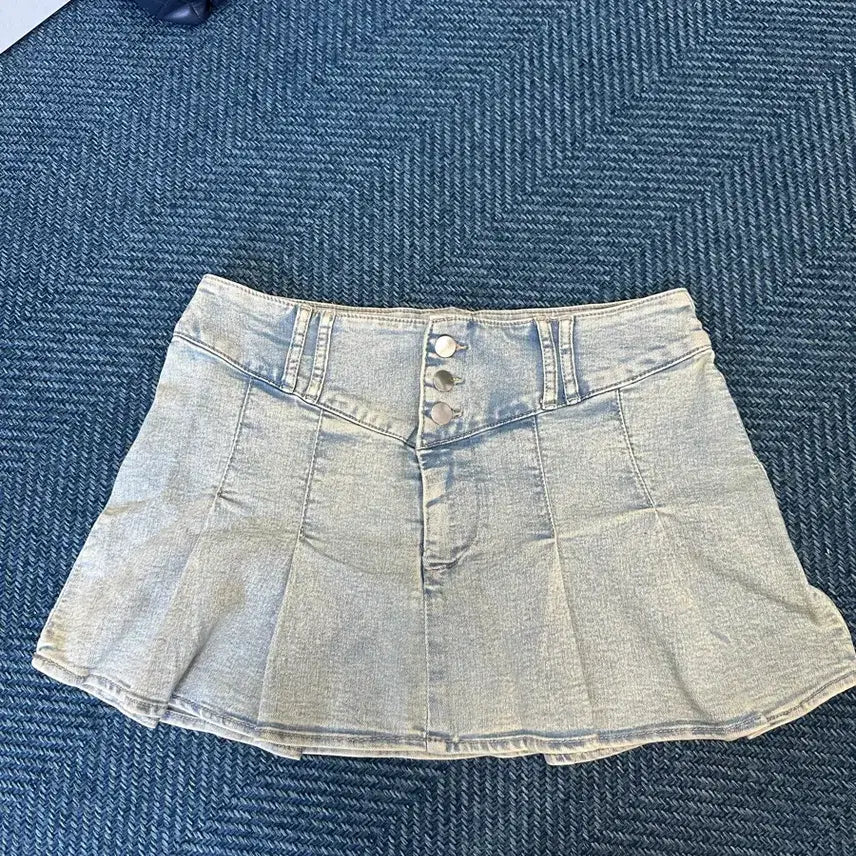 [BUNJANG] H&amp;M Pleated Denim Mini Skirt / H&amp;M 새상품/ 데님 플리츠 스커트