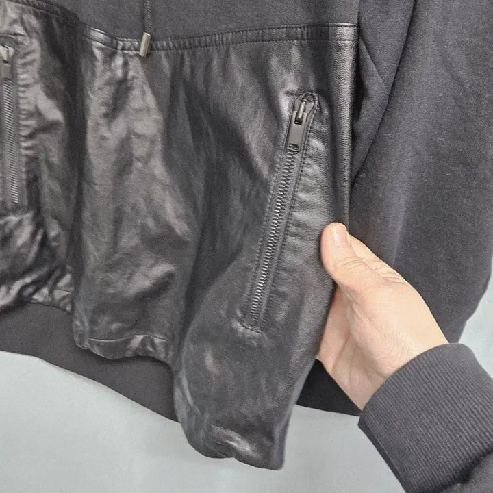 [BUNJANG] System Leather Hooded T-Shirt / 시스템 레더 후드티 FREE