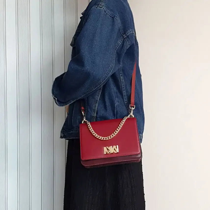 [BUNJANG] Michael Kors Chain Square Shoulder Bag Crossbody / 마이클코어스 체인 사각 숄더백 크로스백 중고 가방 은피아노