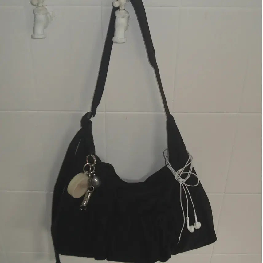 [BUNJANG] Headermint Parachute Shoulder Bag Black / 헤더먼트 파라슈트 숄더백 블랙
