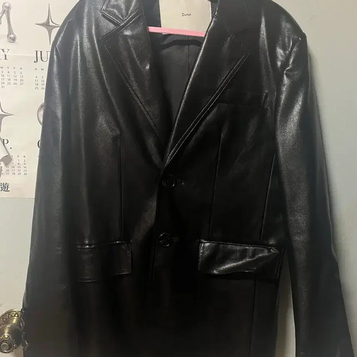 [BUNJANG] DUNST Unisex Two-Button Vegan Leather Jacket XS / 던스트 유니섹스 투버튼 비건레더 자켓 xs