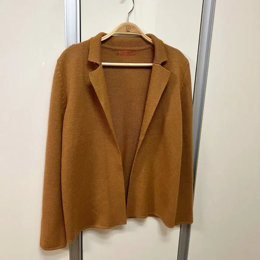[BUNJANG] System Camel Wool Knit Open Collar Cardigan Jacket / 시스템 system 한섬 울 니트 오픈 카라 가디건 카멜 자켓 오피스룩