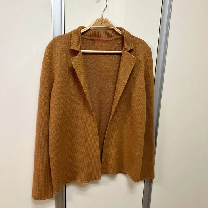 [BUNJANG] System Camel Wool Knit Open Collar Cardigan Jacket / 시스템 system 한섬 울 니트 오픈 카라 가디건 카멜 자켓 오피스룩