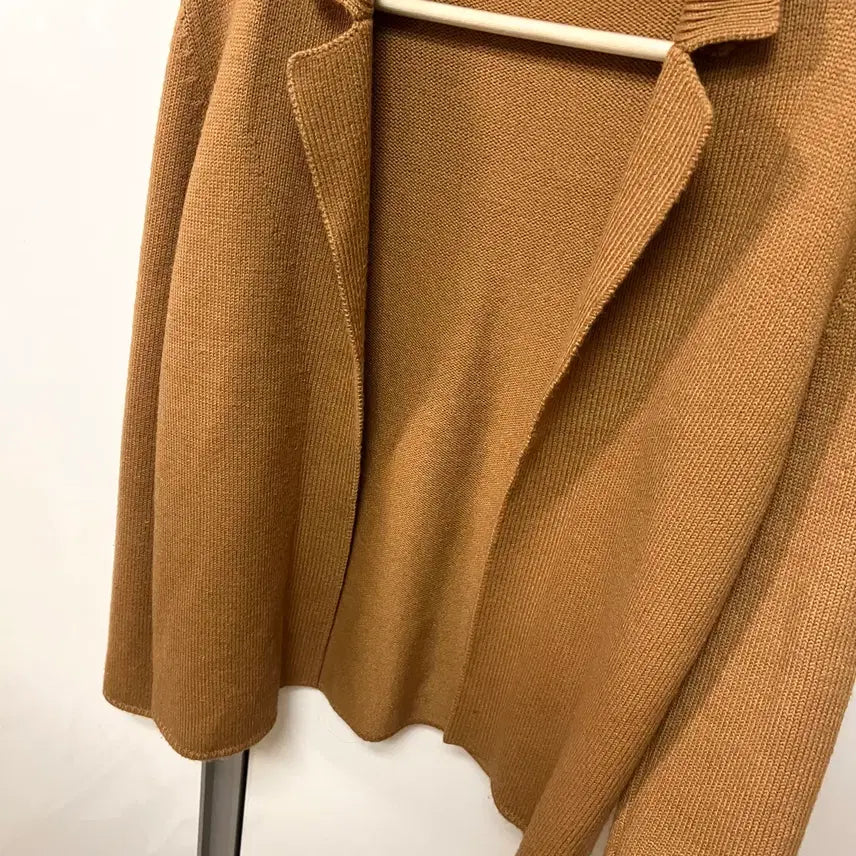 [BUNJANG] System Camel Wool Knit Open Collar Cardigan Jacket / 시스템 system 한섬 울 니트 오픈 카라 가디건 카멜 자켓 오피스룩