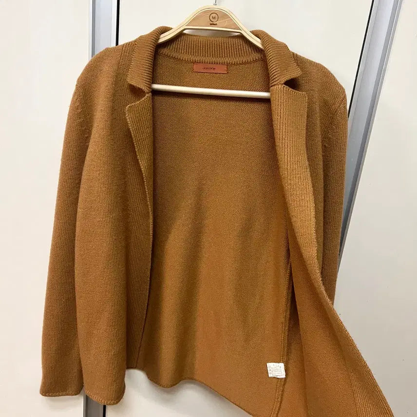 [BUNJANG] System Camel Wool Knit Open Collar Cardigan Jacket / 시스템 system 한섬 울 니트 오픈 카라 가디건 카멜 자켓 오피스룩