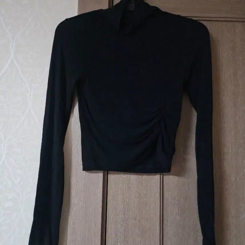 [BUNJANG] Ruched Cropped Spandex T-Shirt / 셔링 크롭 스판 티셔츠