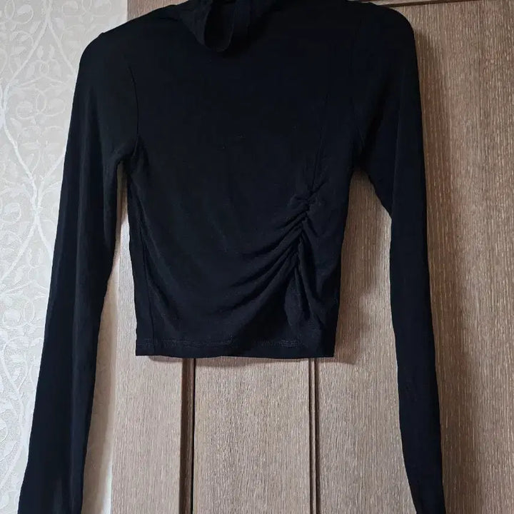 [BUNJANG] Ruched Cropped Spandex T-Shirt / 셔링 크롭 스판 티셔츠