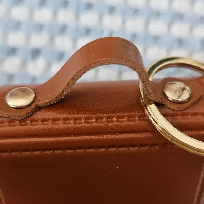 [BUNJANG] Mini Brown Leather Bag Keyring / 란도셀 감성 브라운 미니 가죽백 키링 / BJD 인형 소품 가방 / 미니