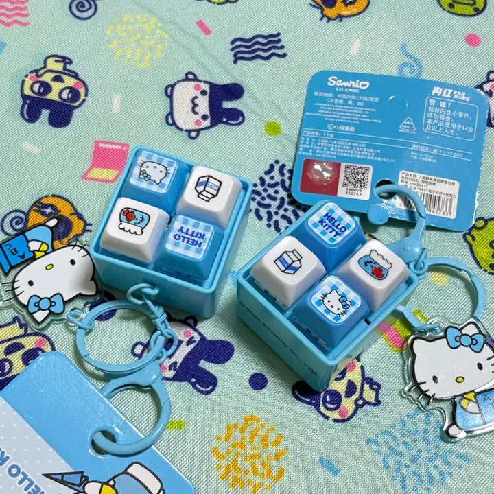 [BUNJANG] Sanrio Kitty LED Keycap Keychain / 정품 산리오 키티 4구 led 키캡 클리커 키링 핑크 레드 하늘 보라