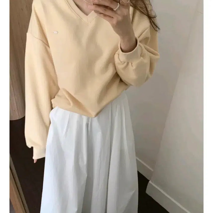 [BUNJANG] Purin Butter Yellow Sweatshirt / 푸린맨투맨 -버터옐로우 색상