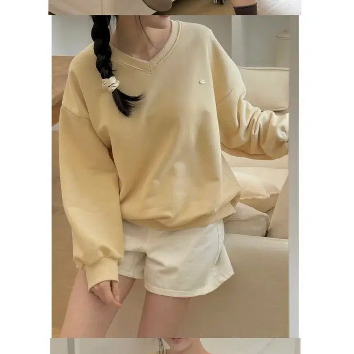 [BUNJANG] Purin Butter Yellow Sweatshirt / 푸린맨투맨 -버터옐로우 색상