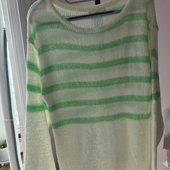 [BUNJANG] Green Stripe Knit Long Sleeve / 그린 스트라이프 니트 긴팔