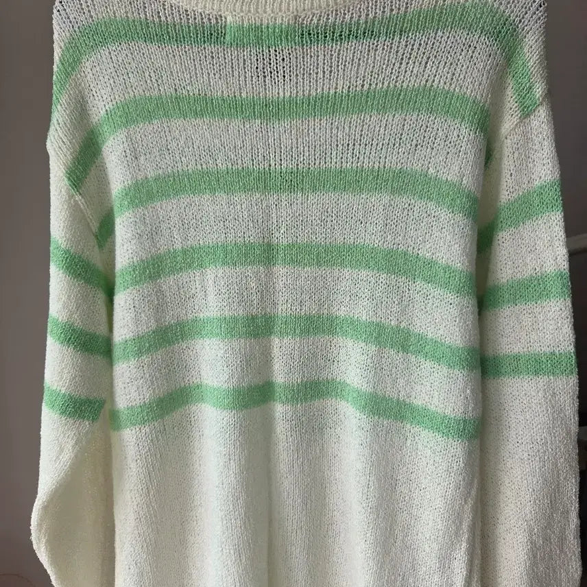 [BUNJANG] Green Stripe Knit Long Sleeve / 그린 스트라이프 니트 긴팔