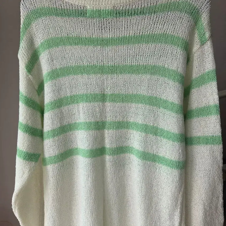 [BUNJANG] Green Stripe Knit Long Sleeve / 그린 스트라이프 니트 긴팔