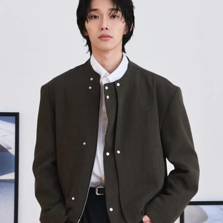 [BUNJANG] Waveness Layered Wool Racer Jacket Khaki / [2] 웨이비니스 레이어드 울 레이서 자켓 카키