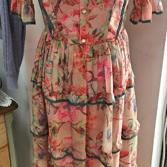 [BUNJANG] Chiffon Ruffle Long Dress (Sizes 44-55) / 캉캉 프릴 쉬폰 롱원피스(44~55)