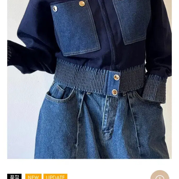 [BUNJANG] Raduna Navy Denim Two-Piece Set - Denim Knit Jacket &amp; Pants / 네이비데님투피스 제평자켓 수입세트
