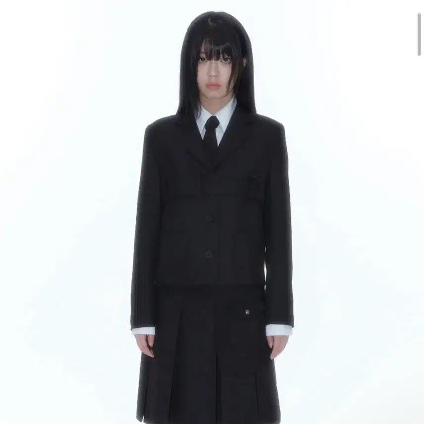 [BUNJANG] Kasiko Preppy Set-up Jacket + Skirt / 카시코 리본 프레피 셋업