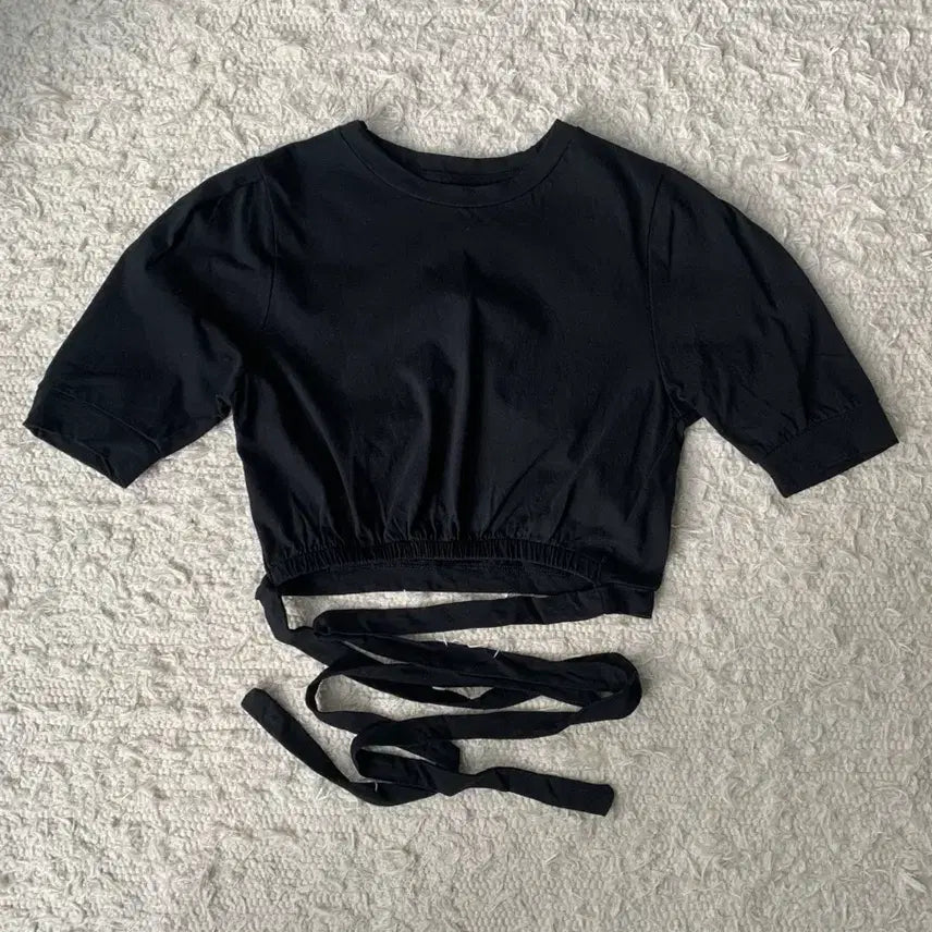 [BUNJANG] Puff Sleeve Ribbon Blouse / 퍼프 리본 반팔 블라우스 티셔츠