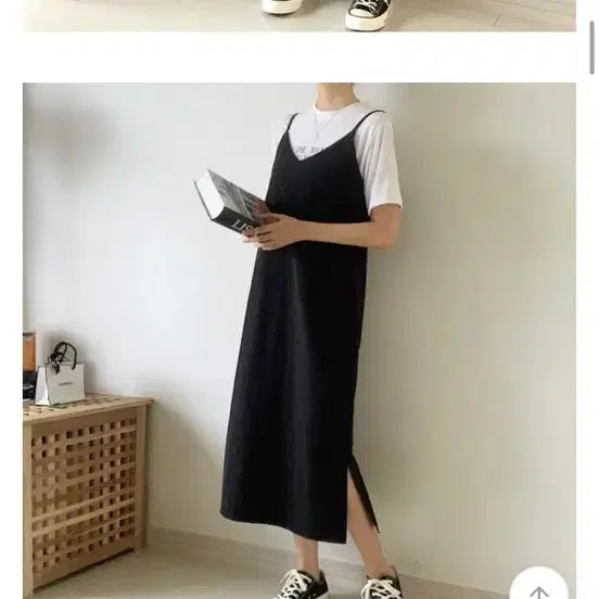 [BUNJANG] Ablie Black Strap Long Dress / 에이블리 블랙 끈나시 롱원피스