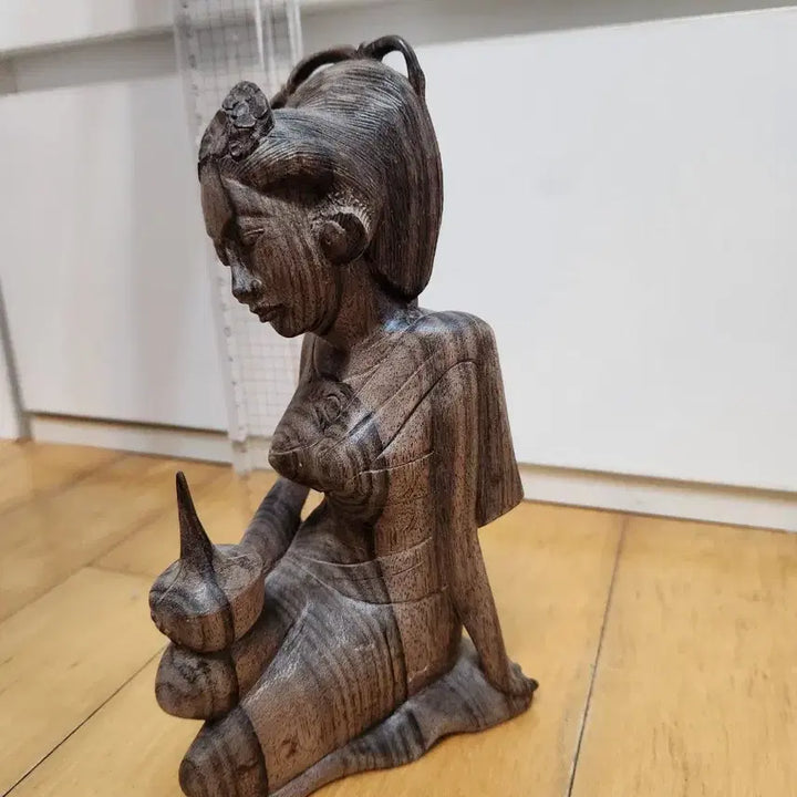 [BUNJANG] Wooden Woman Figurine Sculpture Ornament / 목각 여인상 조각상 장식품