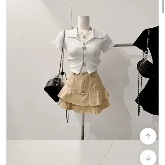 [BUNJANG] Frill Shirring Ruffle Skirt (Ivory/Beige) / [새상품급인데 반값] 프릴 셔링 캉캉 스커트 (아이보리/베이지)