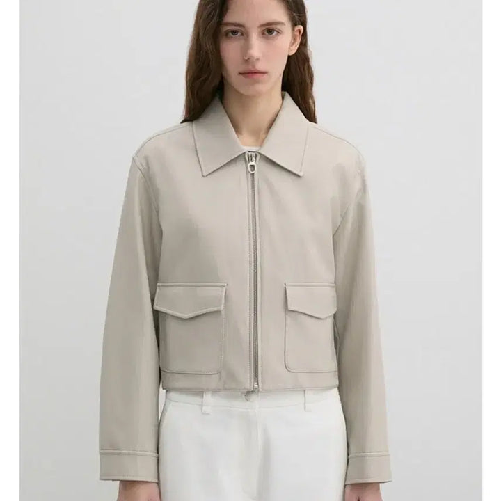 [BUNJANG] List Out Pocket Zip-Up Leather Jumper / 리스트 아웃 포켓 집업 레더 점퍼 55