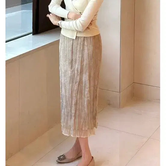 [BUNJANG] Marvette Sheer Layer Skirt S Beige / MARVETTE 시어레이어스커트 s 베이지