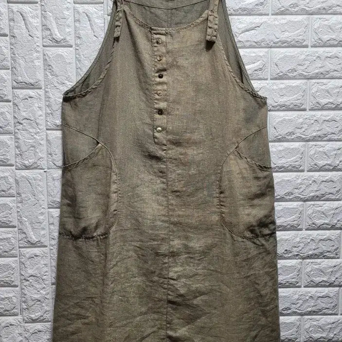 [SOLD OUT] 면 멜빵 염색 원피스