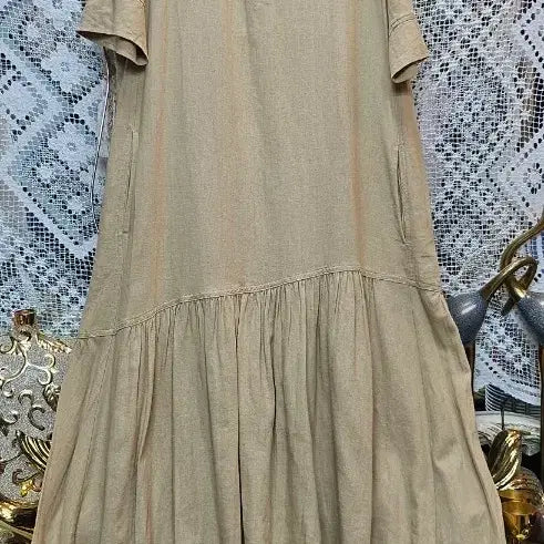 [BUNJANG] Collared Neck Long Warm Dress Beige / 카라넥 롱 도톰마롱원피스 베이지