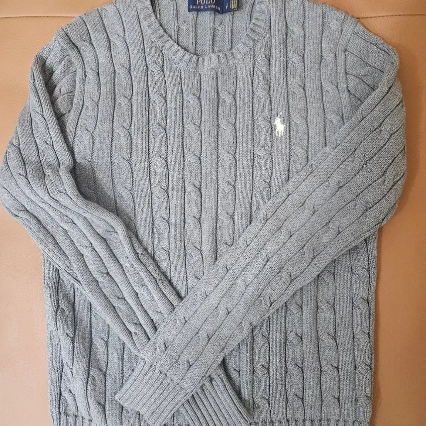 [BUNJANG] Polo Ralph Lauren Cable Knit Sweater - Grey / 폴로 랄프로렌 케이블 니트 회색
