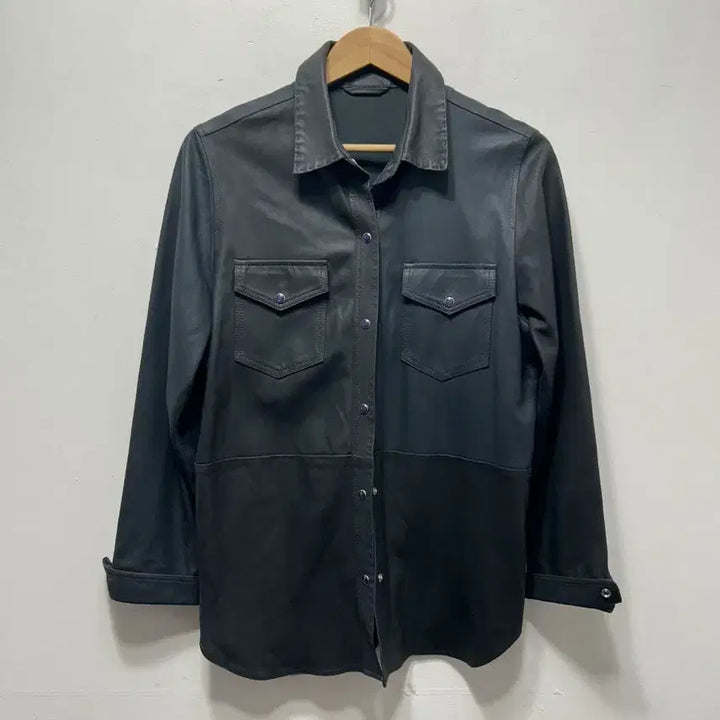 [BUNJANG] Black Leather Shirt Blouse / 블랙 가죽 셔츠 남방 66