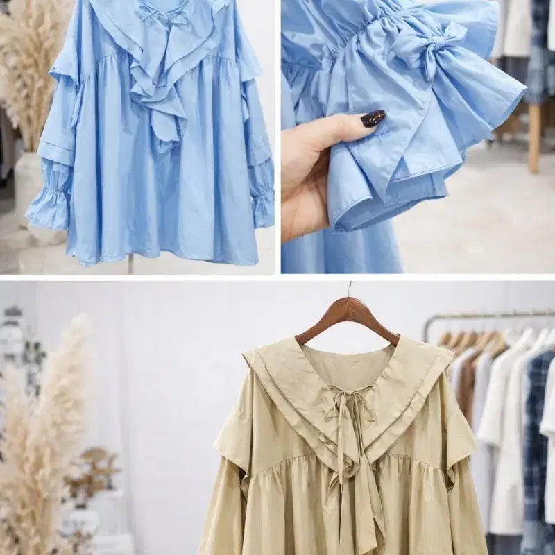 [BUNJANG] Oversized Blouse with Frill Detail / 오버 사이즈 블라우스