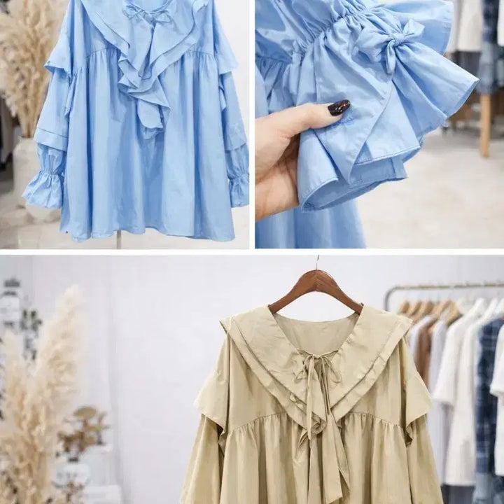 [BUNJANG] Oversized Blouse with Frill Detail / 오버 사이즈 블라우스