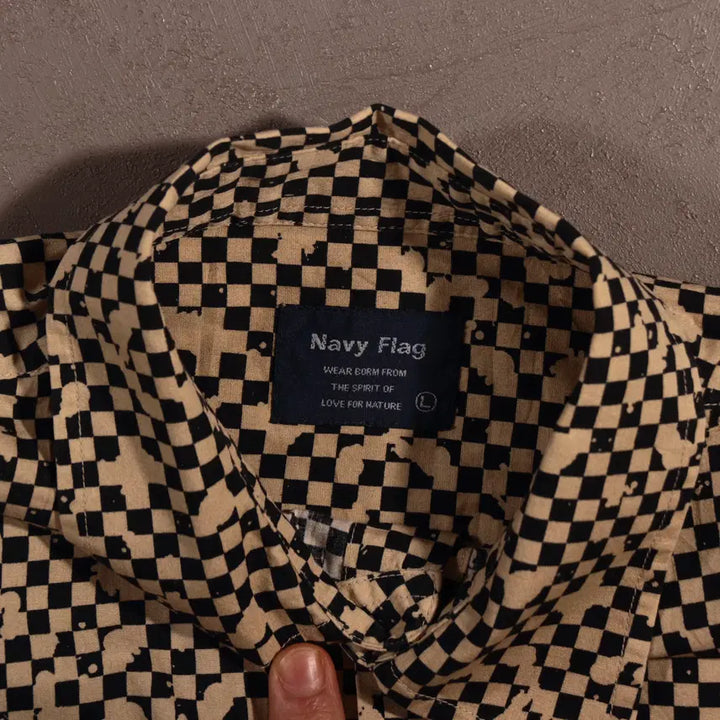 [BUNJANG] Vintage Checkerboard Y2K Printed Shirt / 일본빈티지 체커보드 Y2K 프린팅 셔츠 C540