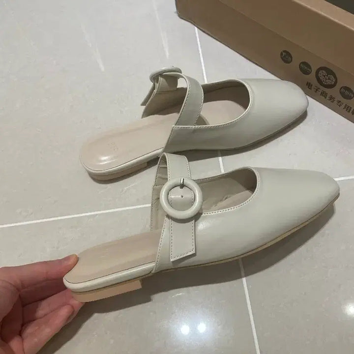 [BUNJANG] Buckle Point Mules (Ivory, 235mm) / 버클 포인트 뮬 (아이보리/235)