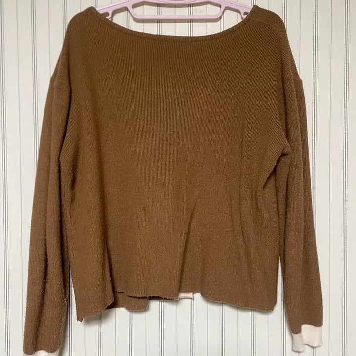 [BUNJANG] Brown Color Block Cardigan / 브라운 배색 브라운 가디건 카디건