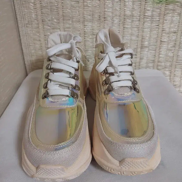 [BUNJANG] Aurora Transparent Ivory Platform Sneakers 245 / 오로라 투명 아이보리 운동화 245