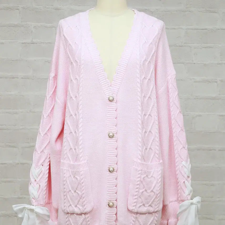 [BUNJANG] Amavel Sugar Ribbon Long Cardigan / Amavel 아마벨 슈가 리본 롱 가디건