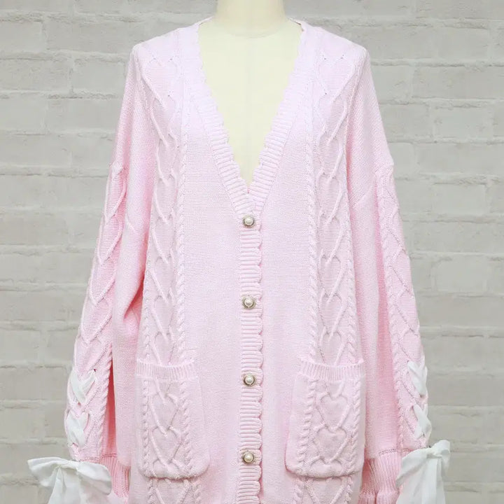 [BUNJANG] Amavel Sugar Ribbon Long Cardigan / Amavel 아마벨 슈가 리본 롱 가디건