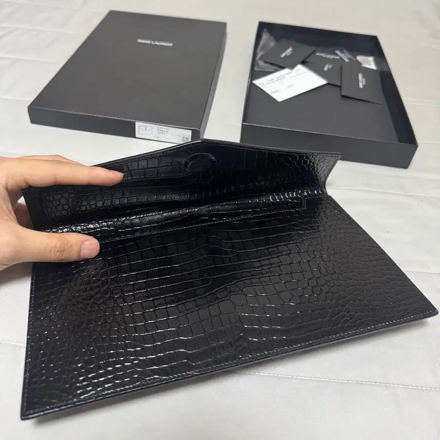 [BUNJANG] Saint Laurent Crocodile Uptown Clutch / [원가110만원/상태최상] 생로랑 크로커다일 업타운 클러치